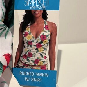 NWT Simply Fit Swimwear with Ruched Tankini and Skirt with panty bottom.